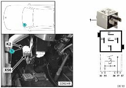 Relais avertisseur fanfare K2 diagram for BMW 7 Series E38 750iLS