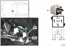 Relais avertisseur fanfare K2 diagram for BMW 7 Series E38 750iLS