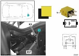 Relais de délestage de la borne R K3 diagram for BMW 7 Series E38 750iLS