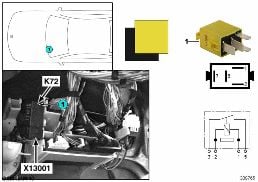 Relais coupure des consommateurs K72 diagram for BMW 7 Series E38 750iLS