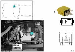 Relais désemb. pare-brise/gicleur K198 diagram for BMW 7 Series E38 750iLS
