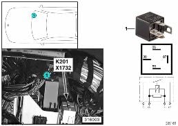 Relais ventilateur suppl. vitesse 3 K201 diagram for BMW 7 Series E38 750iLS