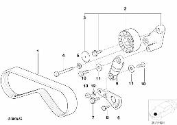 Entraînement compresseur de climatiseur diagram for BMW 7 Series E38 735iL