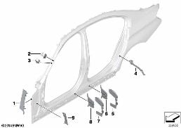 CAVITY SHIELDING, SIDE FRAME diagram for BMW 3 Series F30 LCI 340i