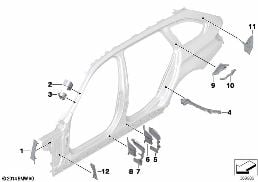 CAVITY SHIELDING, SIDE FRAME diagram for BMW 3 Series F31 316d