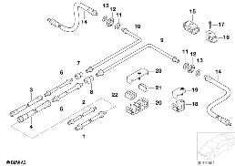 REAR BRAKE PIPE ASC/DSC diagram for BMW 7 Series E38 725tds