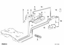 Vase d'expansion/filtre à charbon actif diagram for BMW 5 Series E39 525td