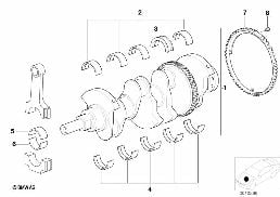 CRANKSHAFT WITH BEARING SHELLS diagram for BMW 3 Series E36 316i 1.9