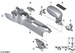 Doposażenie podłokietnika śr. z przodu diagram for BMW MINI F55 Cooper