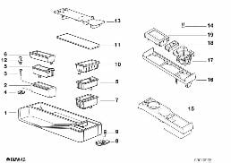 Střední konzola odkládací přihrádky diagram for BMW 3 Series E36 320i