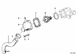 COOLING SYSTEM-THERMOSTAT/WATER HOSES diagram for BMW 5 Series E12 530i