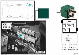 Relais de délestage de la borne 15 K93 diagram for BMW 5 Series E39 525td