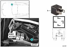 Relais ventilateur suppl. vitesse 3 K201 diagram for BMW 5 Series E39 525td
