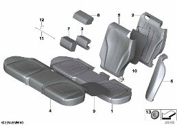 Sitz hinten Polster und Bezug diagram for BMW X5 M F85 X5 M