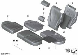 SEAT REAR, UPHOLS & COVER, COMFORT SEAT diagram for BMW X5 F15 30dX