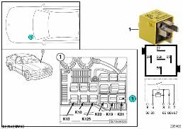 RELAY, AUXILIARY FAN, STAGE 1 K21 diagram for BMW 3 Series E36 325i