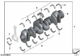 CRANKSHAFT WITH BEARING SHELLS diagram for BMW 1 Series F21 M135i