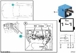 RELAY FOR DOOR LOCK HEATER K54 diagram for BMW 3 Series E36 325i