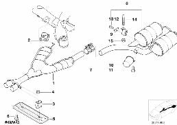 Impianto di scarico posteriore diagram for BMW 5 Series E39 540i