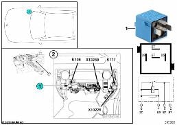 RELAY FOR EMERGENCY POWER SIREN K108 diagram for BMW 3 Series E36 325i