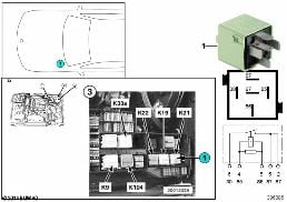 RELAY, AUXILIARY FAN, STAGE 1 K21 diagram for BMW Z3 E36 1.9
