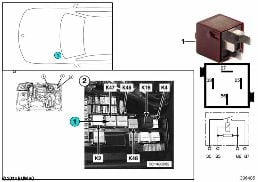RELAY, FRONT FOG LAMP K47 diagram for BMW Z3 E36 1.9
