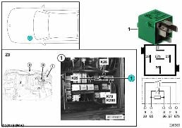 RELAY, RGT. PARK.LGHT/LIC.PLATE LAMP K25 diagram for BMW Z3 E36 1.9