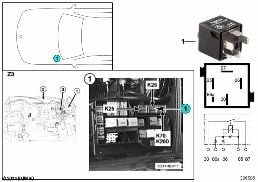 รีเลย์, ไฟขณะขับขี่กลางวัน K26 diagram for BMW Z3 E36 2.8