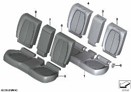 SEAT REAR, UPHOLSTERY & COVER BASE SEAT diagram for BMW X1 F48 20d