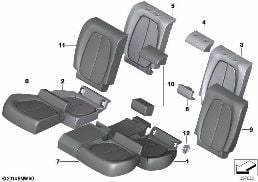 SEAT, REAR, UPHOLSTERY AND COVER diagram for BMW X1 F48 20d