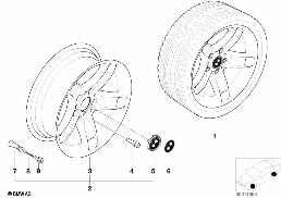 Jante à rayons en étoile (Styl. 49) diagram for BMW 5 Series E39 525td