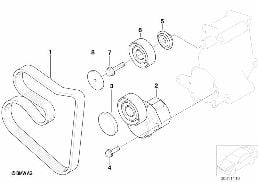 皮带传动 水泵/发电机 diagram for BMW 3 Series E36 318i
