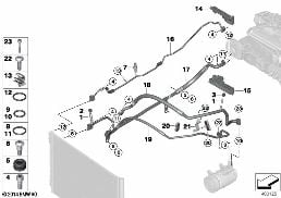 Tubagem de refrigeração diagram for BMW 5 Series F10 LCI 520d
