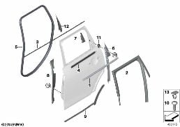 TRIM AND SEALS FOR DOOR, REAR