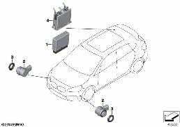 Parkeringsassistent (PMA) diagram for BMW X1 F48 LCI 20iX