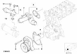 Pompa wody ukł. chłodn./termostat diagram for BMW 5 Series E39 520d