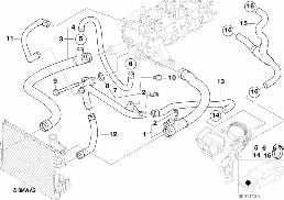 冷卻系統水導嚮軟管 diagram for BMW 3 Series E46 320d