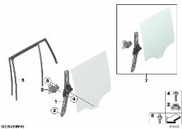 DOOR WINDOW LIFTING MECHANISM REAR diagram for BMW X4 F26 28iX
