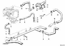 COOLING SYSTEM WATER HOSES diagram for BMW 7 Series E23 728i