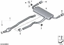 ระบบไอเสียด้านหลัง diagram for BMW X2 F39 20dX