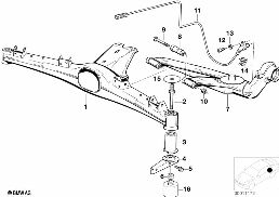 REAR AXLE SUPPORT/WHEEL SUSPENSION diagram for BMW Z3 E36 M