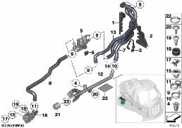 COOLING WATER HOSES diagram for BMW 5 Series F10 LCI 550i