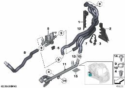 COOLING WATER HOSES diagram for BMW 6 Series F12 640i