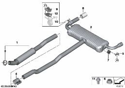 EXHAUST SYSTEM, REAR diagram for BMW 2 Series F45 Active Tourer 225i