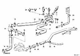 COOLING SYSTEM-THERMOSTAT/WATER HOSES diagram for BMW 3 Series E21 320
