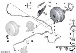 Remkrachtversterker onderdruk diagram for BMW X6 F16 35iX