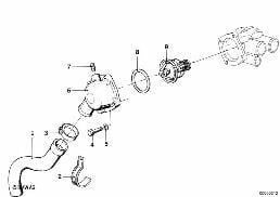 COOLING SYSTEM-THERMOSTAT/WATER HOSES diagram for BMW 7 Series E23 728i