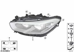 HEADLIGHT diagram for BMW 1 Series F20 LCI 118d