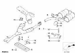 EXHAUST SYSTEM, REAR diagram for BMW 5 Series E39 523i