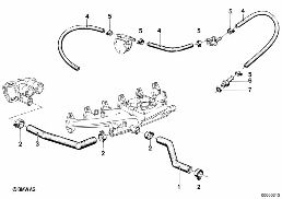 Prowadzenie węży wody ukł. chłodn. diagram for BMW 6 Series E24 630CS